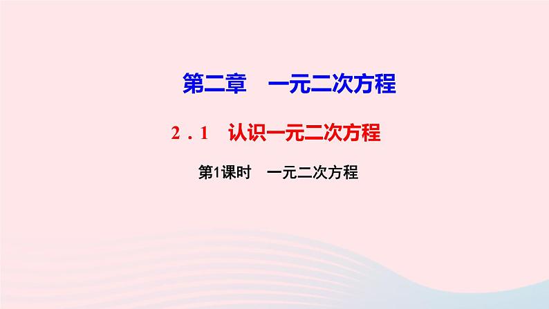 数学北师大版九年级上册同步教学课件第2章一元二次方程1认识一元二次方程第1课时一元二次方程作业01