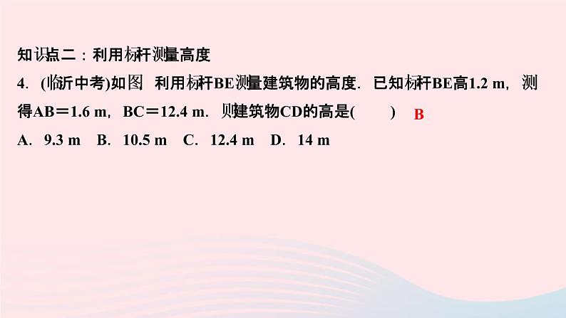 数学北师大版九年级上册同步教学课件第4章图形的相似6利用相似三角形测高作第5页