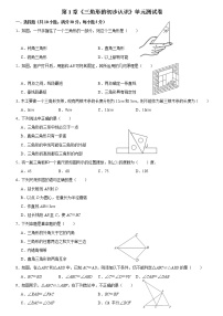 浙教版八年级上册第1章 三角形的初步知识综合与测试单元测试课后练习题