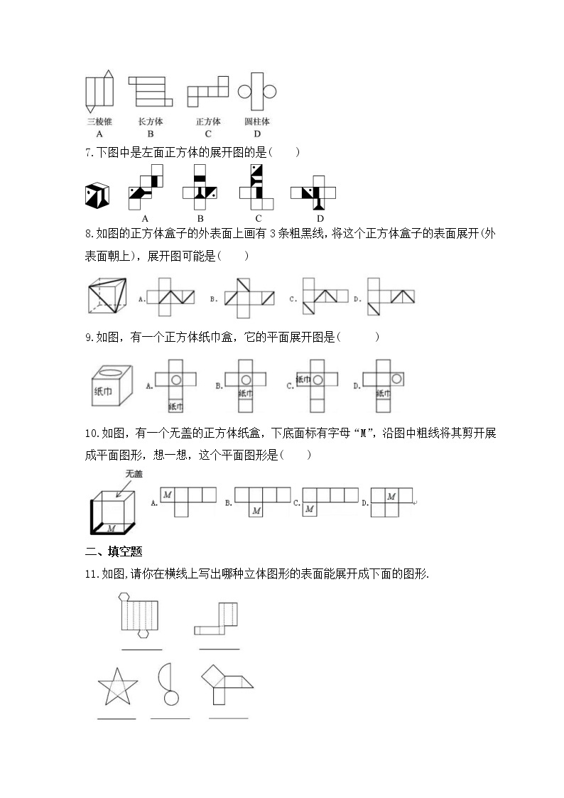 2022-2023年华师大版数学七年级上册4.3《立体图形的表面展开图》课时练习（含答案）02
