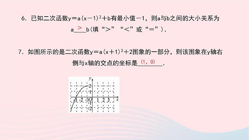 数学华东师大版九年级下册同步教学课件第26章二次函数26.2二次函数的图象与性质2二次函数y=ax2+bx+c的图象与性质第3课时作业08