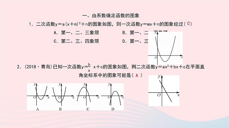 数学北师大版九年级下册 同步教学课件第2章二次函数专题(3)二次函数的图象信息题作业02