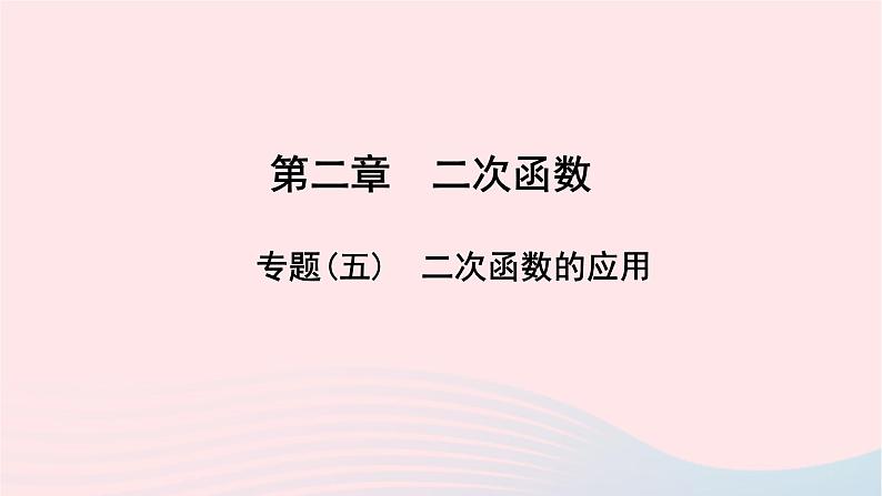 数学北师大版九年级下册 同步教学课件第2章二次函数专题(5)二次函数的应用作业01