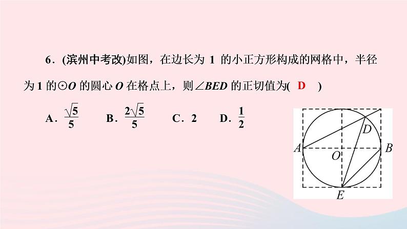 数学人教版九年级下册同步教学课件第28章锐角三角函数专题训练(10)求锐角三角函数值的常用方法作业08