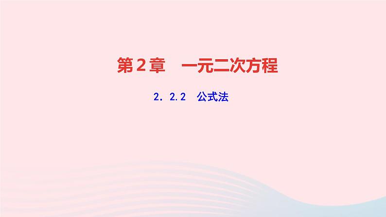 数学湘教版九年级上册同步教学课件第2章一元二次方程2.2一元二次方程的解法2.2.2公式法作业01