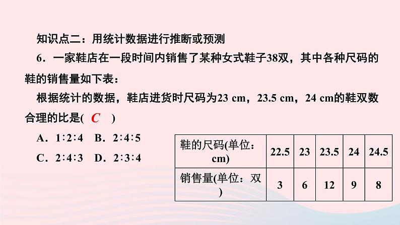 数学湘教版九年级上册同步教学课件第5章用样本推断总体5.2统计的简单应用作业第7页