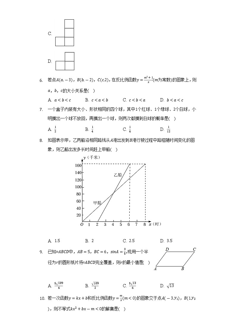 2022年湖北省武汉一初慧泉中学九年级五月调研数学试卷（Word解析版）02