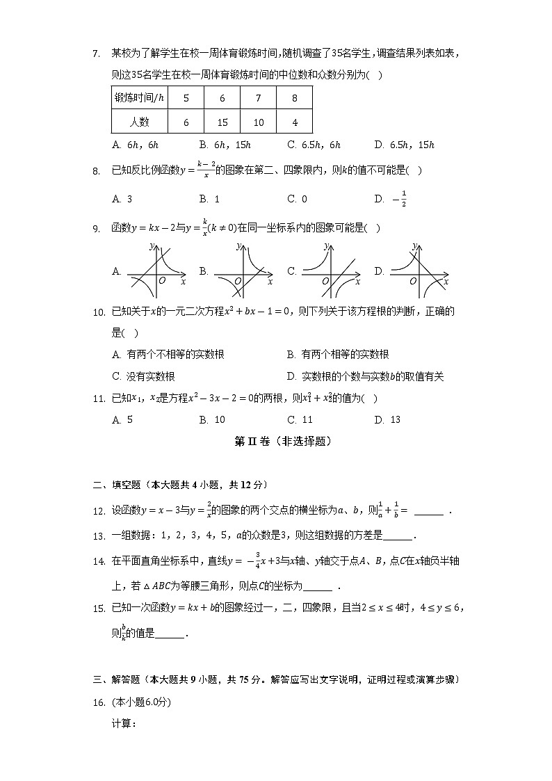 2022-2023学年湖北省宜昌市猇亭区长江中学九年级（上）入学数学试卷（含解析）第2页