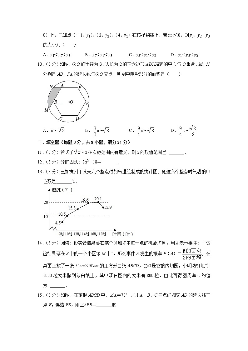 2022年江苏省苏州市工业园区金鸡湖学校中考数学二模试卷(含答案)03