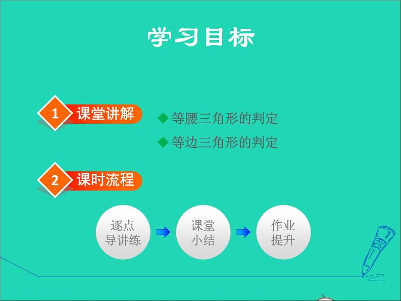 数学冀教版八年级上册同步教学课件第17章特殊三角形17.1等腰三角形2等腰三角形的判定02