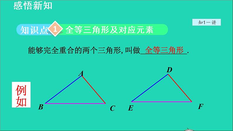 数学苏科版八年级上册同步教学课件第1章全等三角形1.2全等三角形04