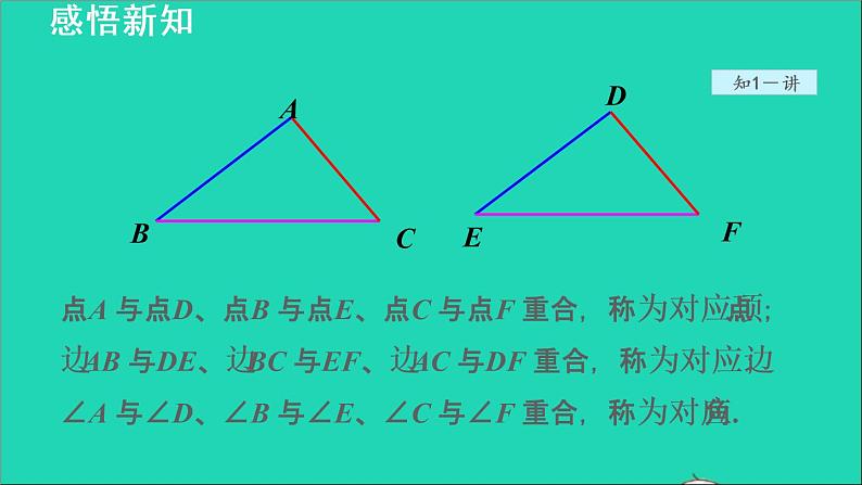 数学苏科版八年级上册同步教学课件第1章全等三角形1.2全等三角形07