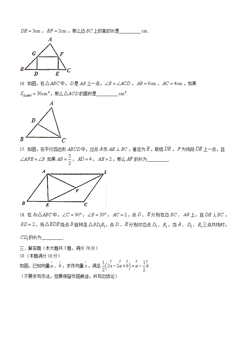 上海市普陀区2021-2022学年九年级上学期期中数学试题(含答案)03
