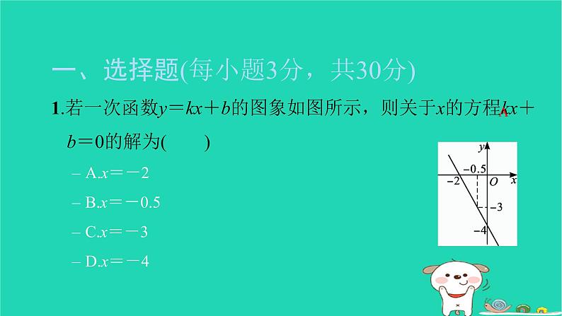 2022八年级数学下册周周卷五一次函数与方程不等式及选择方案习题课件新版新人教版02