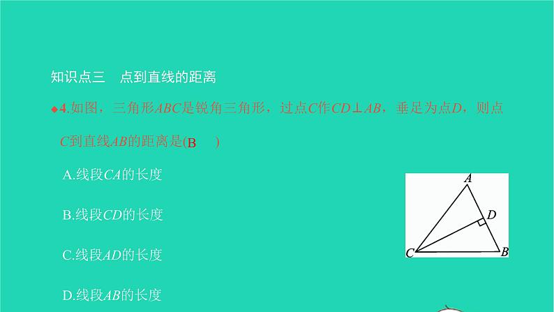 2022七年级数学下册第五章相交线与平行线5.1相交线5.1.2垂线第2课时垂线段课件新版新人教版第6页