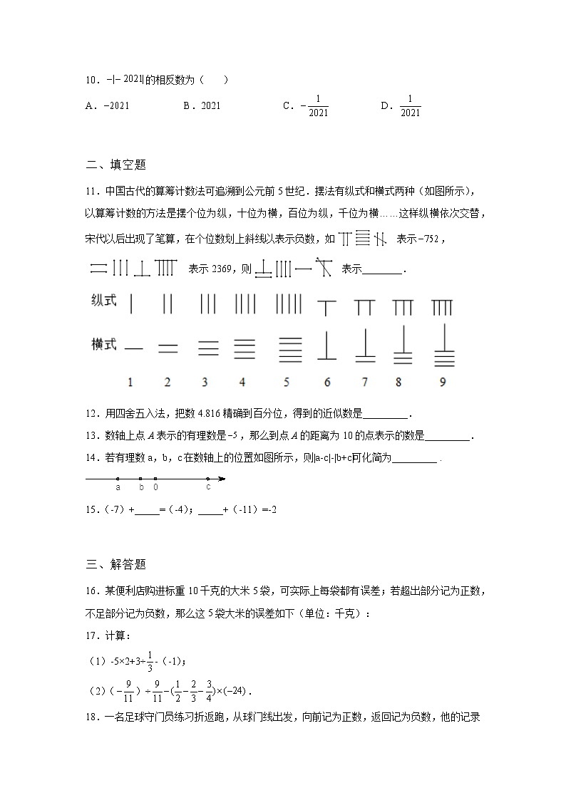 吉林省通榆县2022年数学人教版九年级下册单元综合中考专题一：有理数模拟考试试卷及答案02