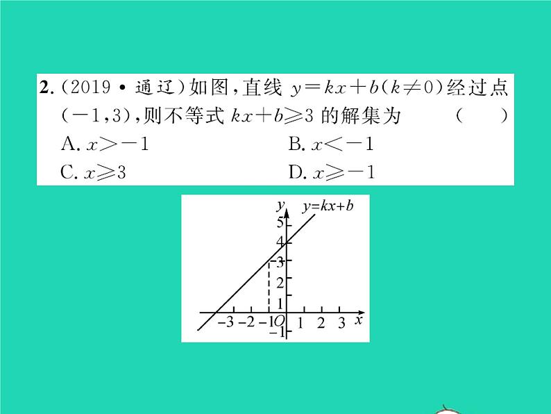 2022八年级数学下册第二章一元一次不等式与一元一次不等式组2.5一元一次不等式与一次函数第1课时一元一次不等式与一次函数习题课件新版北师大版03