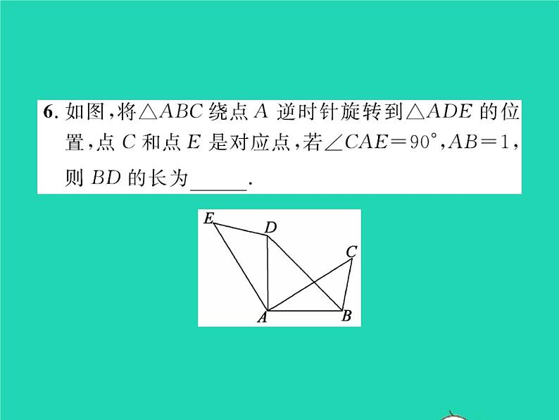 2022八年级数学下册第三章图形的平移与旋转3.2图形的旋转第1课时旋转的认识及性质习题课件新版北师大版第7页