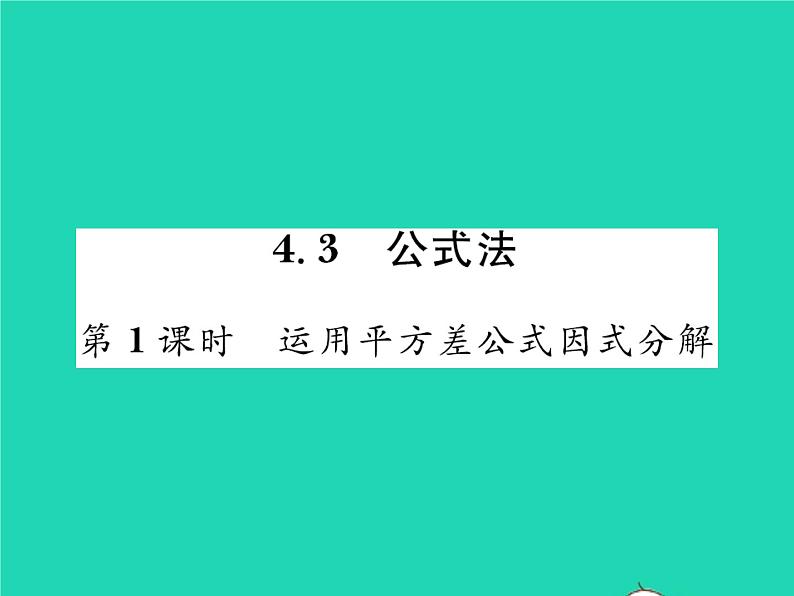 2022八年级数学下册第四章因式分解4.3公式法第1课时运用平方差公式因式分解习题课件新版北师大版01