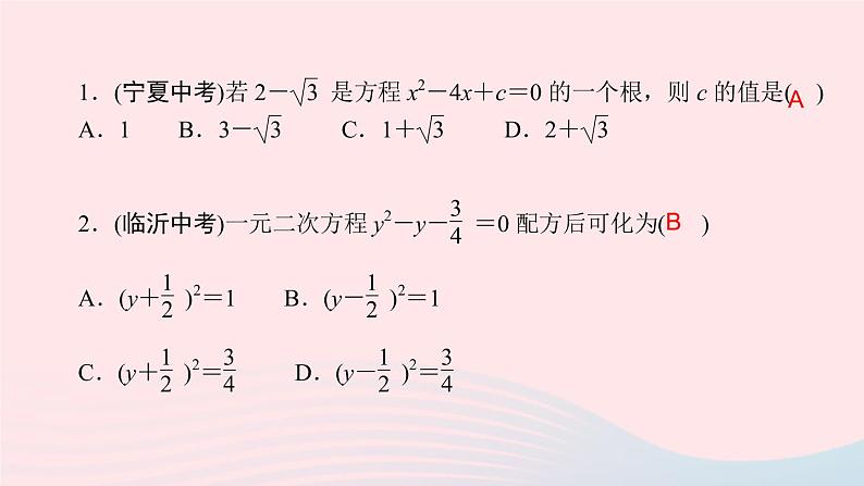 数学北师大版九年级上册同步教学课件第2章一元二次方程单元复习03