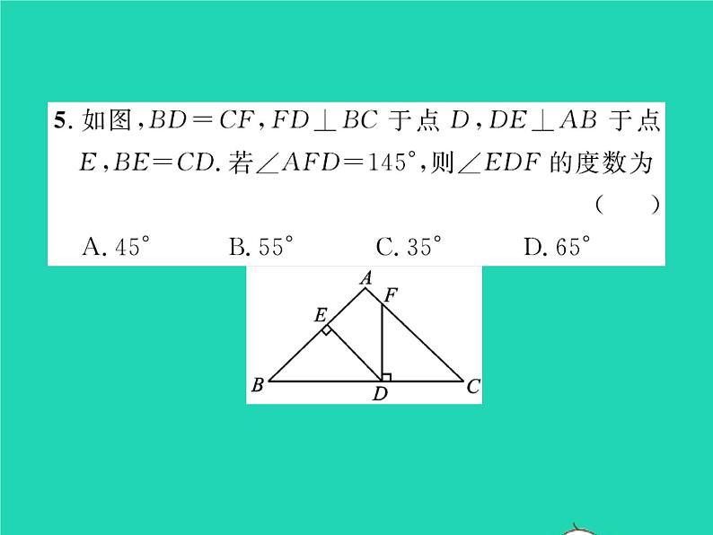 2022八年级数学下册第一章三角形的证明1.2直角三角形第2课时直角三角形全等的判定习题课件新版北师大版06