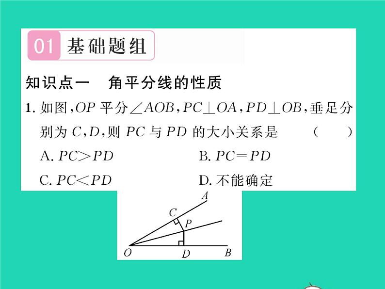 2022八年级数学下册第一章三角形的证明1.4角平分线第1课时角平分线的性质与判定习题课件新版北师大版02