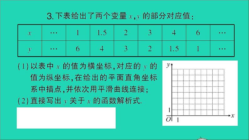 数学人教版九年级下册同步教学课件第26章反比例函数26.1反比例函数26.1.2反比例函数的图象和性质第1课时反比例函数的图象和性质一作业第5页