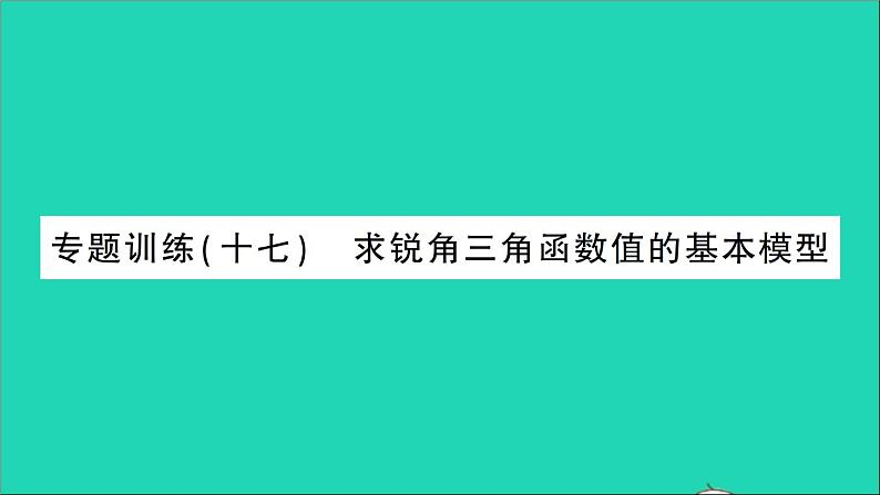 数学人教版九年级下册同步教学课件第28章锐角三角函数专题训练十七求锐角三角函数值的基本模型作业01