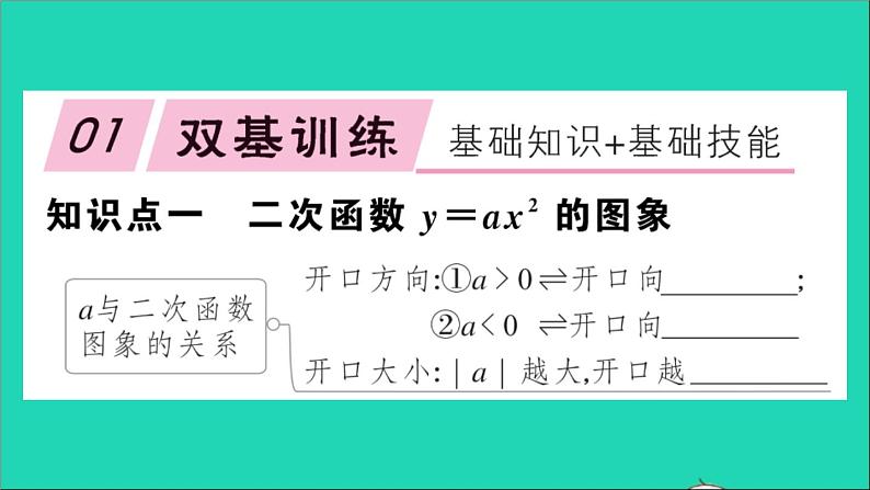 数学沪科版九年级上册同步教学课件第21章二次函数与反比例函数21.2二次函数的图象和性质第1课时二次函数y=ax2的图象和性质作业02