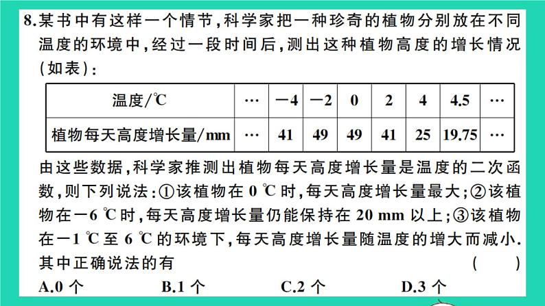 数学沪科版九年级上册同步教学课件第21章二次函数与反比例函数检测卷b卷作业07