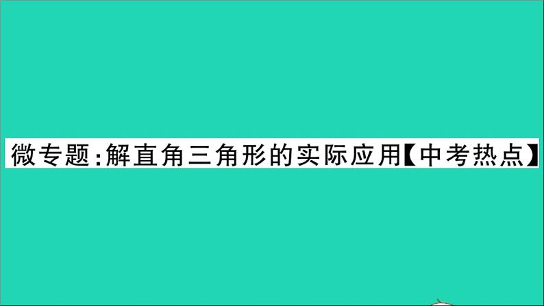 数学沪科版九年级上册同步教学课件微专题解直角三角形的实际应用中考热点作业第1页