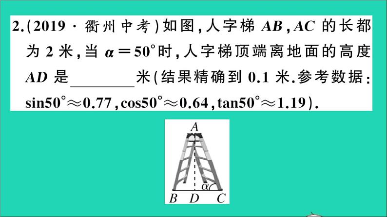 数学沪科版九年级上册同步教学课件第23章解直角三角形23.2解直角三角形及其应用第2课时解直角三角形一般应用作业04