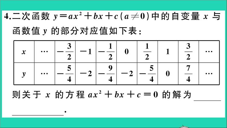 数学华东师大版九年级下册同步教学课件第26章二次函数26.3实践与探索第3课时二次函数与一元二次方程的联系作业06