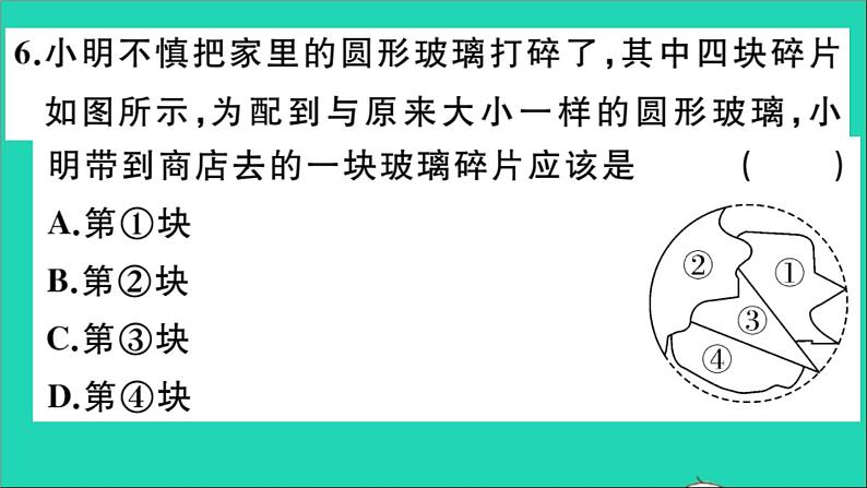 数学华东师大版九年级下册同步教学课件第27章圆27.2与圆有关的位置关系1点与圆的位置关系作业第8页