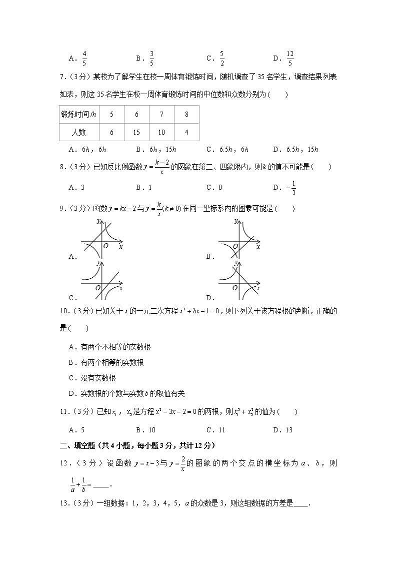 湖北省宜昌市猇亭区长江中学2022-2023学年九年级上学期入学数学试卷（含答案）02