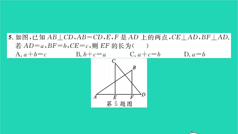 2022七年级数学下册专题卷三全等三角形中的性质与判定习题课件新版北师大版第5页