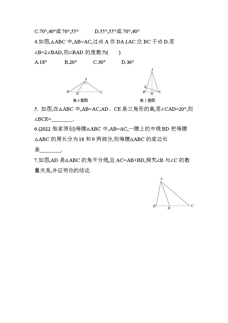 12.6 等腰三角形 课堂提升训练  2022-2023学年京改版八年级数学上册(含答案)第2页