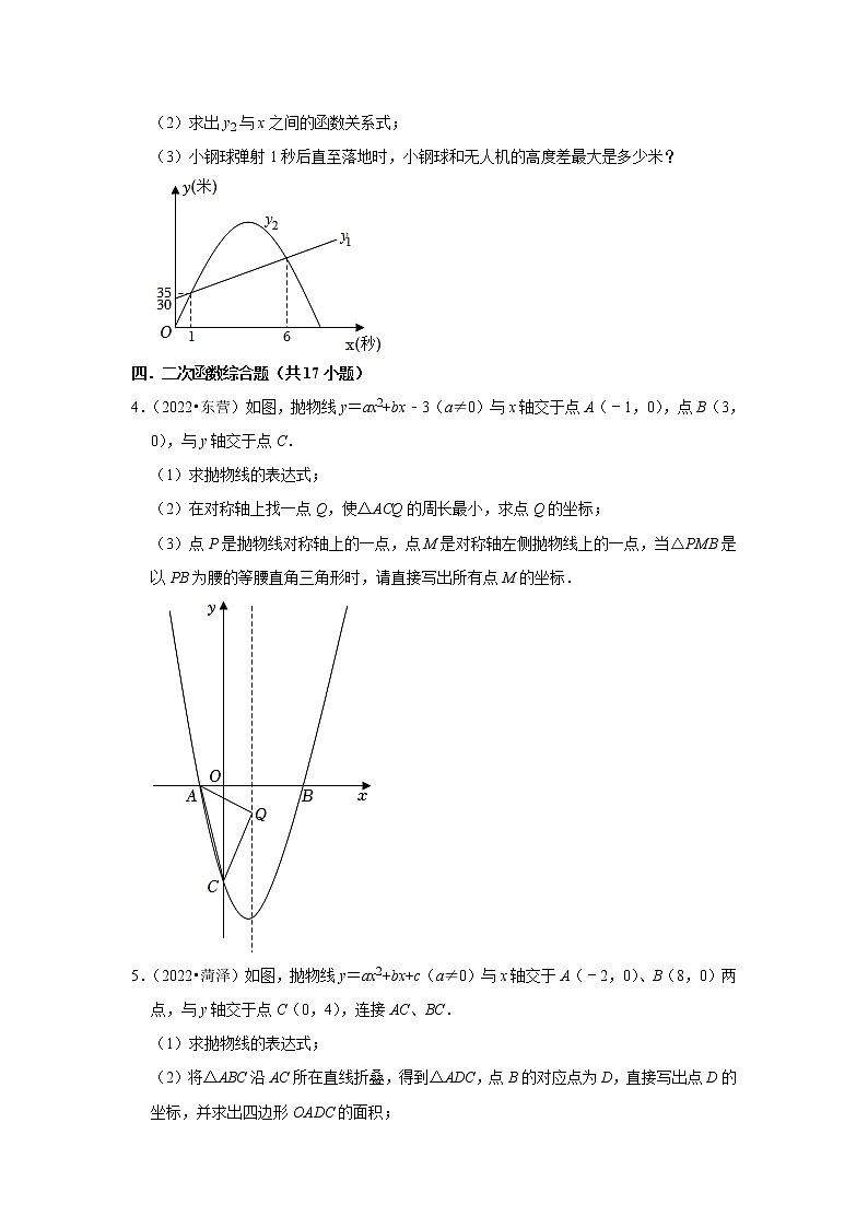 第3章二次函数（解答题提升题）-鲁教版（五四制）九年级数学上学期期末复习培优练习第2页