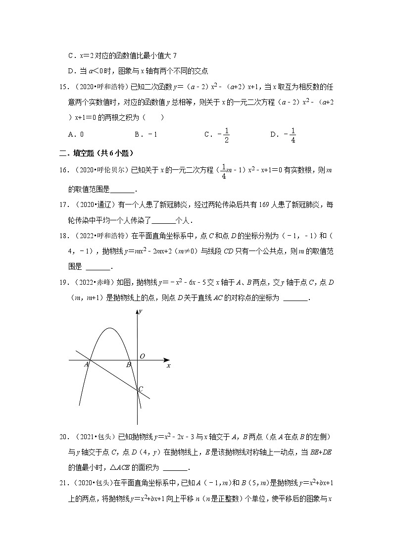 第21、22章+一元二次方程、二次函数（选择、填空题）-【人教版-中考真题】九年级数学上学期期末复习培优练习（内蒙古）第3页
