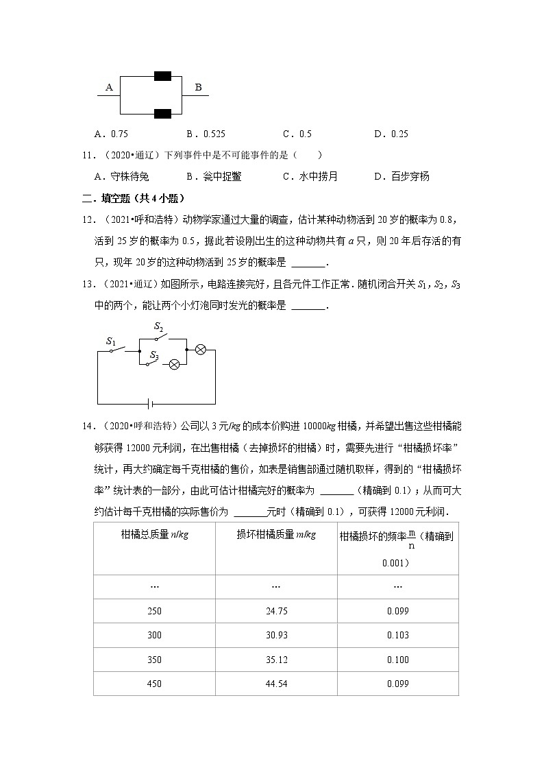 第25章+概率初步-【人教版-中考真题】九年级数学上学期期末复习培优练习（内蒙古）第3页