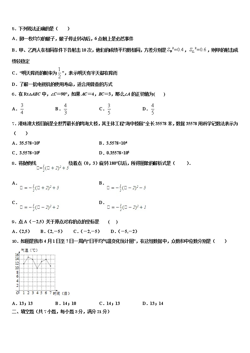 杭州市十五中教育集团2021-2022学年中考一模数学试题含解析02
