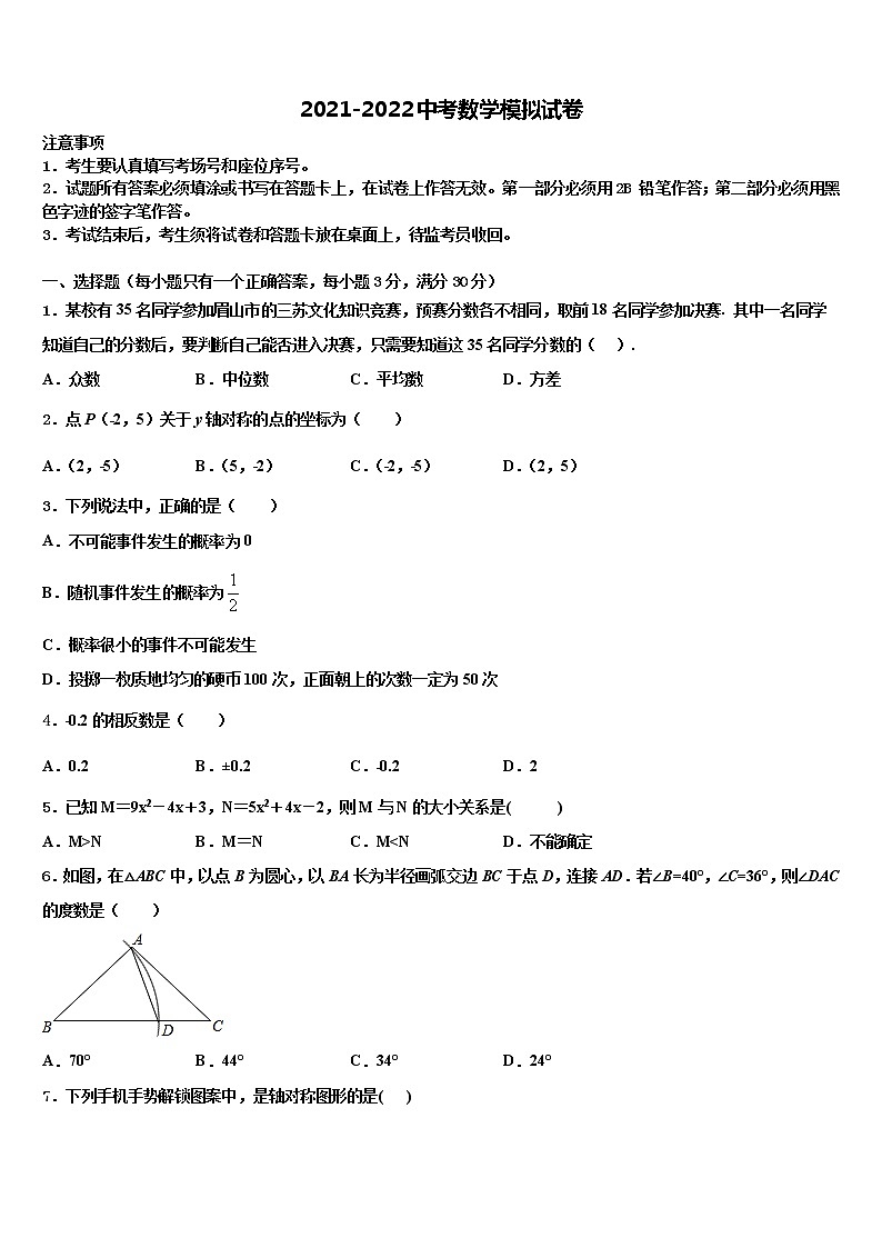 河北省秦皇岛市青龙满族自治县达标名校2022年十校联考最后数学试题含解析01