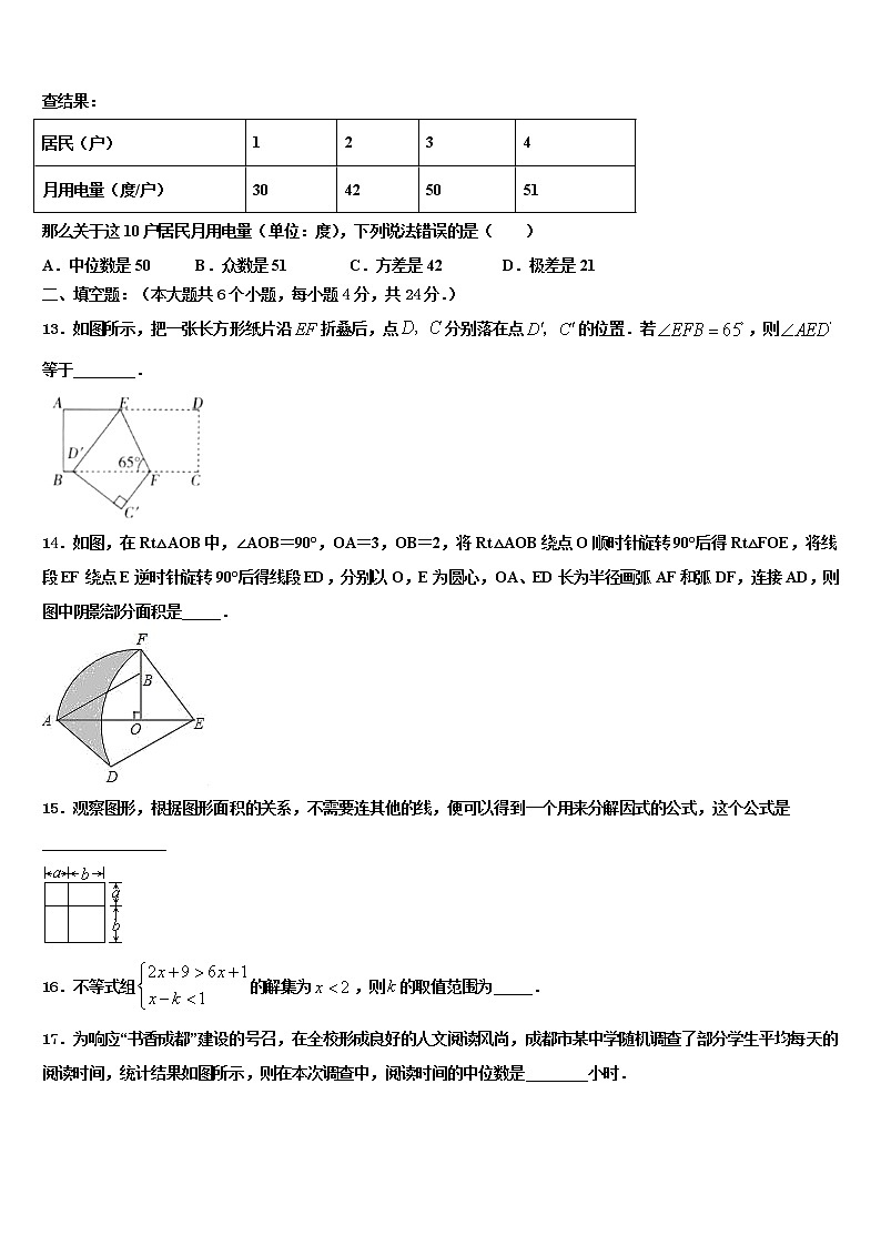 贵州省铜仁地区名校2022年中考数学模拟试题含解析03
