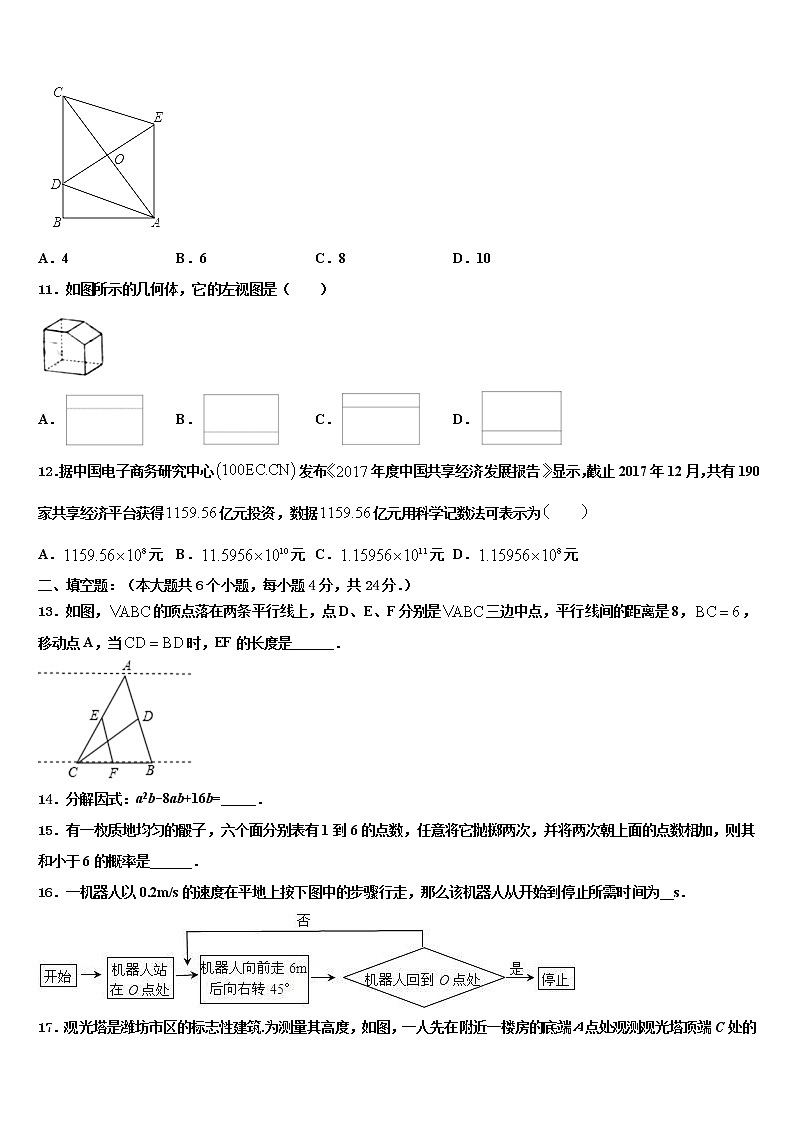 河北省石家庄外国语教育集团2021-2022学年中考数学模拟试题含解析03