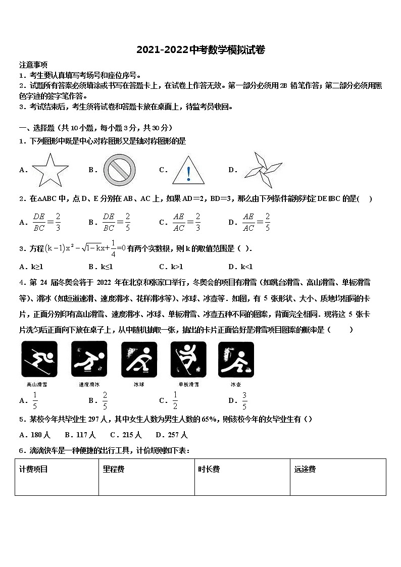 河南省洛阳市伊川县市级名校2022年中考数学对点突破模拟试卷含解析01