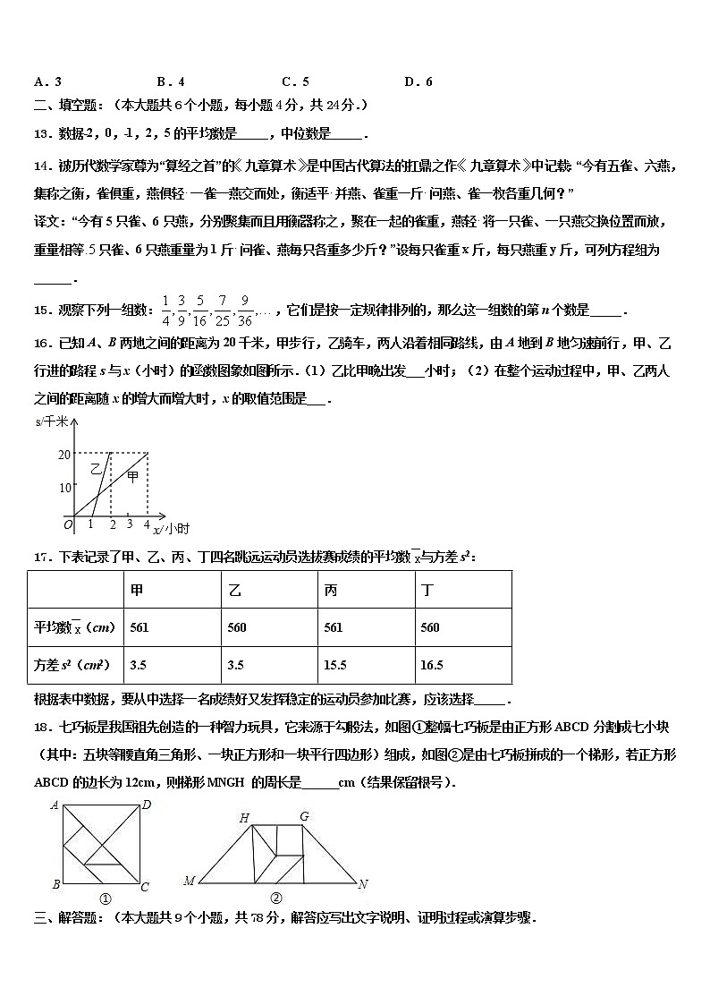 黑龙江省哈尔滨市五常市山林一中学2022年中考五模数学试题含解析第3页