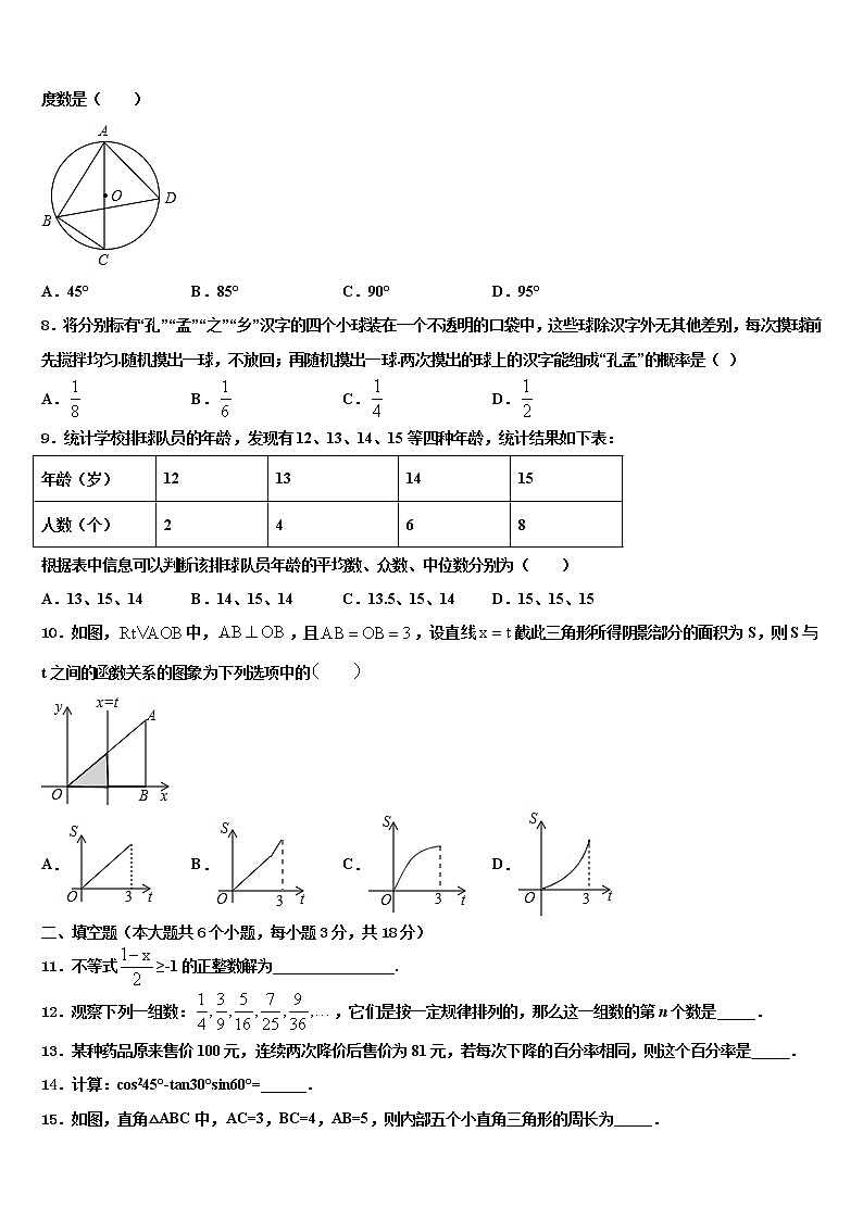 吉林省白城市大安市达标名校2021-2022学年中考考前最后一卷数学试卷含解析第2页