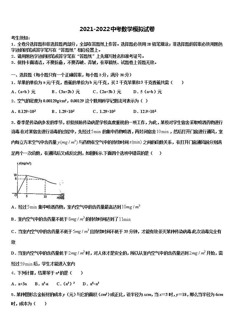 湖南省衡阳市蒸湘区2021-2022学年中考猜题数学试卷含解析01