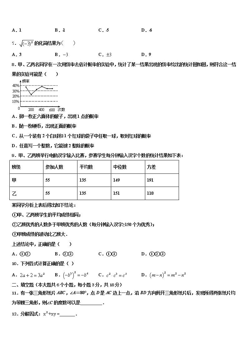 湖南省衡阳市重点名校2022年中考数学模拟预测试卷含解析02