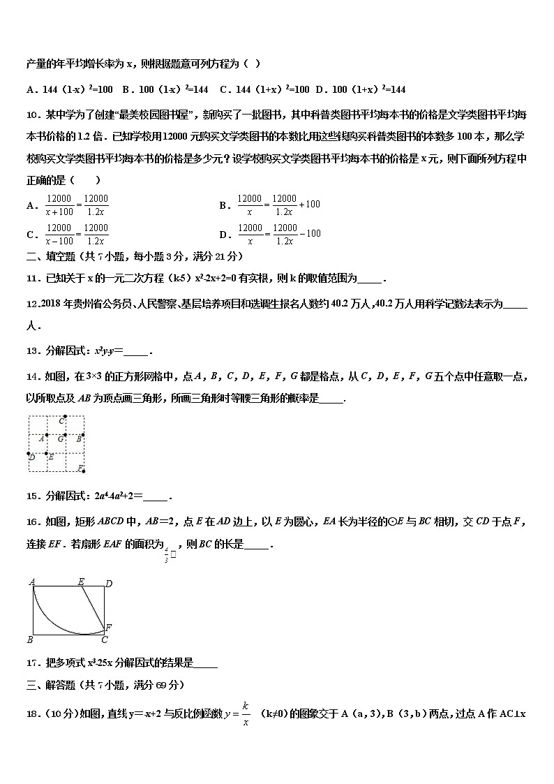 湖北省咸宁市市级名校2021-2022学年中考数学适应性模拟试题含解析03